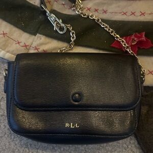 Ralph Lauren Black Leather Small Crossbody Bag